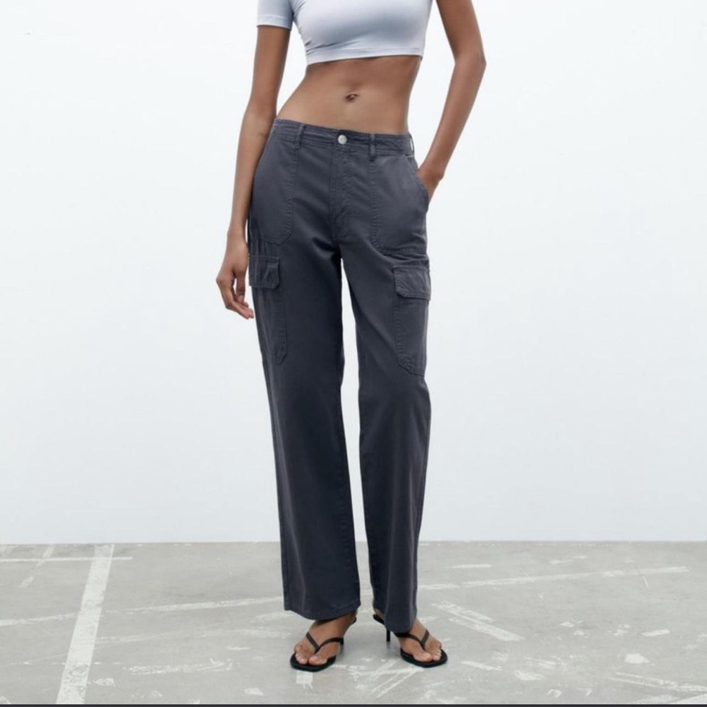 Zara Navy Blue Cargo Pants